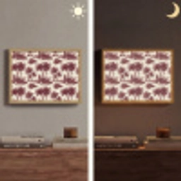 Tropisch - Geometrisch - Bordeauxrood Light Box met batterij (Wandlamp) middel 907 -sfeer3