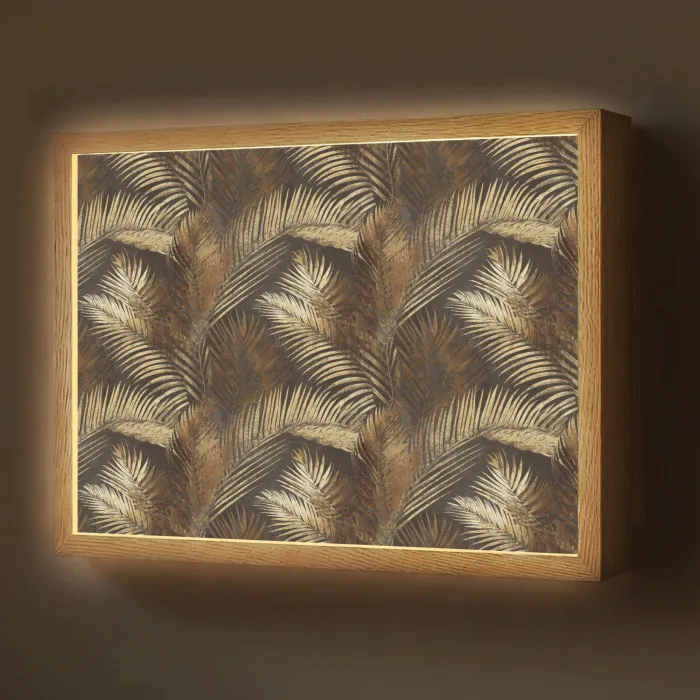 Tropisch - Bladeren - Goud Light Box met batterij (Wandlamp) middel 907 -z3d_website