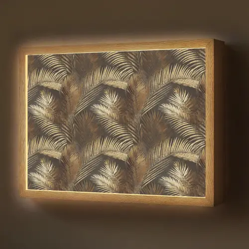 Tropisch - Bladeren - Goud Light Box met batterij (Wandlamp) middel 907 -z3d_website