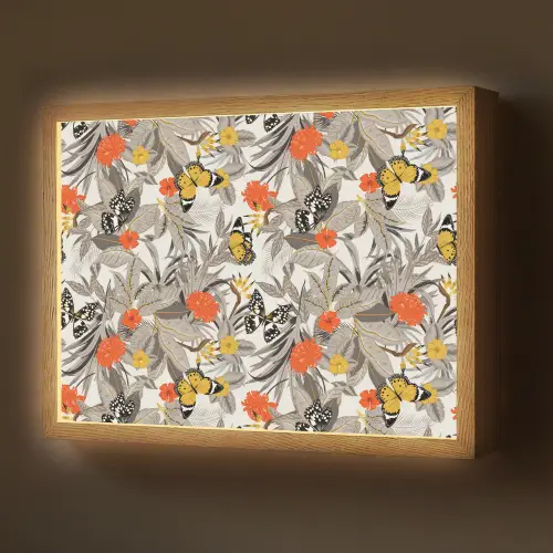 Tropisch - Zomer - Vlinder - Bloemen Light Box met batterij (Wandlamp) middel 907 -z3d_website