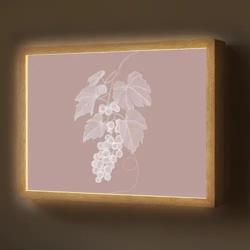 Tros - Druiven - Illustratie - Bladeren Light Box met batterij (Wandlamp) middel -z3d_website