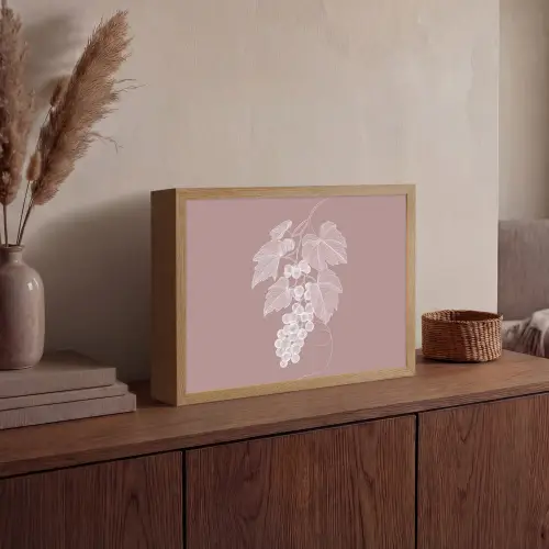 Tros - Druiven - Illustratie - Bladeren Light Box met batterij (Wandlamp) middel -sfeer2