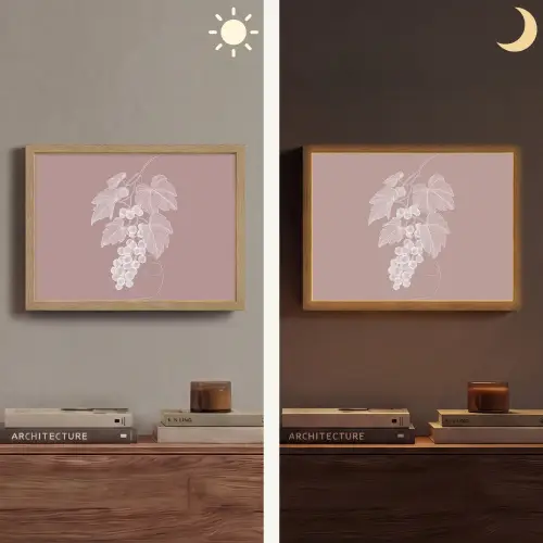Tros - Druiven - Illustratie - Bladeren Light Box met batterij (Wandlamp) middel -sfeer3