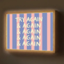Try again - Strepen - Roze - Verticaal - Blauw Light Box met batterij (Wandlamp) middel -z3d_website