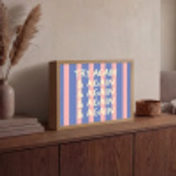 Try again - Strepen - Roze - Verticaal - Blauw Light Box met batterij (Wandlamp) middel -sfeer2