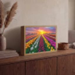 Tulpenveld - Zonsondergang - Kleurrijk Light Box met batterij (Wandlamp) middel -sfeer2