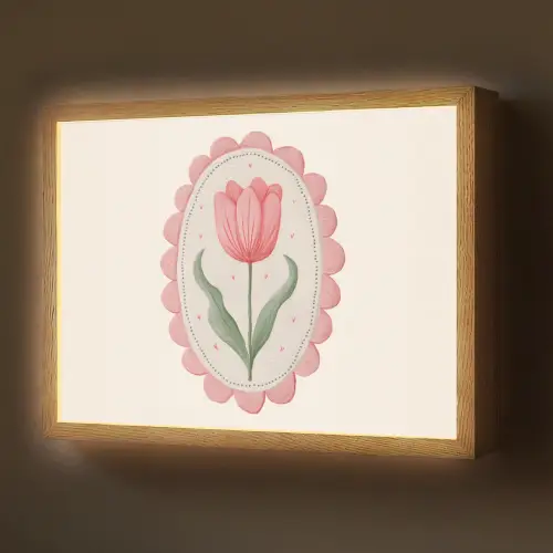 Tulp - Lijst - Ovaal - Illustratie Light Box met batterij (Wandlamp) middel -z3d_website