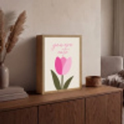 Tulp - Roze - Valentijn - Bloem Light Box met batterij (Wandlamp) middel -sfeer2