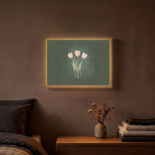 Tulpen - Liefde - Donkergroen Light Box met batterij (Wandlamp) middel -sfeer4