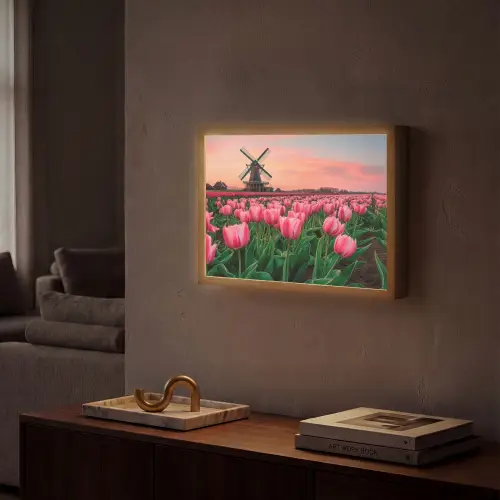 Tulpen - Molen - Nederland Light Box met batterij (Wandlamp) middel -sfeer1