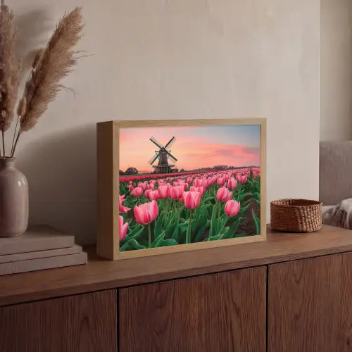 Tulpen - Molen - Nederland Light Box met batterij (Wandlamp) middel -sfeer2