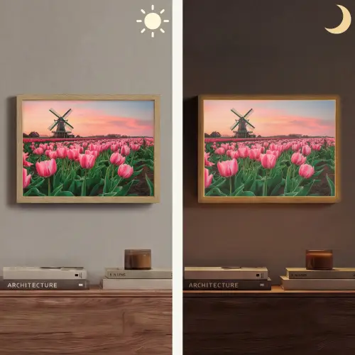 Tulpen - Molen - Nederland Light Box met batterij (Wandlamp) middel -sfeer3