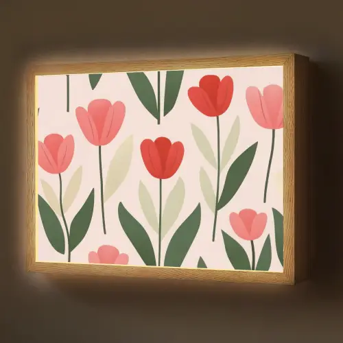 Tulpen - Modern - Roze Light Box met batterij (Wandlamp) middel -z3d_website