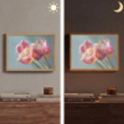 Tulpen - Roze - Stelen Light Box met batterij (Wandlamp) middel -sfeer3