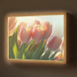 Tulpen - Roze - Zonnestralen Light Box met batterij (Wandlamp) middel -z3d_website