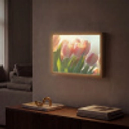 Tulpen - Roze - Zonnestralen Light Box met batterij (Wandlamp) middel -sfeer1