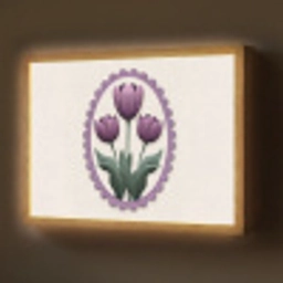 Tulpen - Paars - Lijst - Bladeren Light Box met batterij (Wandlamp) middel -z3d_website