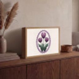 Tulpen - Paars - Lijst - Bladeren Light Box met batterij (Wandlamp) middel -sfeer2