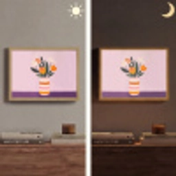 Tulpen - Vaas - Strepen - Paars Light Box met batterij (Wandlamp) middel -sfeer3