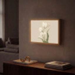 Tulpen - Wit - Bladeren Light Box met batterij (Wandlamp) middel -sfeer1