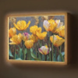 Tulpen - Geel - Penseelstreken - Abstract Light Box met batterij (Wandlamp) middel -z3d_website