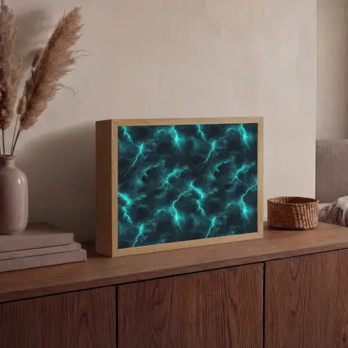 Turquoise - Bliksem - Wolken Light Box met batterij (Wandlamp) middel 907 -sfeer2