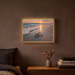 Schildpad - strand - Zonsondergang Light Box met batterij (Wandlamp) middel -sfeer4