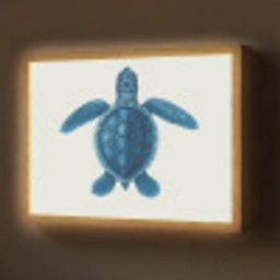 Schildpad - Blauw - Schild Light Box met batterij (Wandlamp) middel -z3d_website