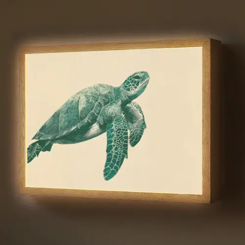 Schildpad - Sierlijk - Groen - Schild Light Box met batterij (Wandlamp) middel -z3d_website