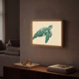 Schildpad - Sierlijk - Groen - Schild Light Box met batterij (Wandlamp) middel -sfeer1