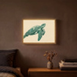 Schildpad - Sierlijk - Groen - Schild Light Box met batterij (Wandlamp) middel -sfeer4