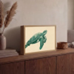 Schildpad - Sierlijk - Groen - Schild Light Box met batterij (Wandlamp) middel -sfeer2