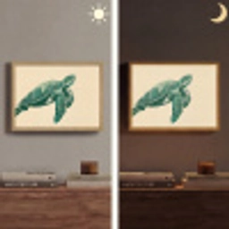 Schildpad - Sierlijk - Groen - Schild Light Box met batterij (Wandlamp) middel -sfeer3