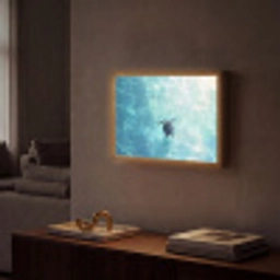 Schildpad - Zee - Blauw - Schittering Light Box met batterij (Wandlamp) middel -sfeer1