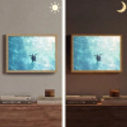 Schildpad - Zee - Blauw - Schittering Light Box met batterij (Wandlamp) middel -sfeer3