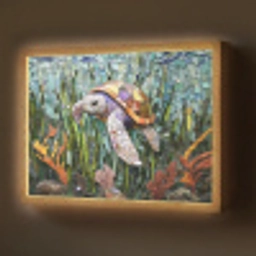 Schildpad - Zeewier - Mozaïek Light Box met batterij (Wandlamp) middel -z3d_website