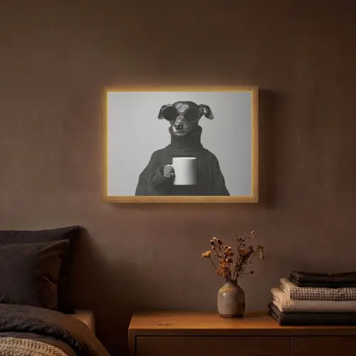 Coltrui - Hond - Bril - Mok Light Box met batterij (Wandlamp) middel -sfeer4