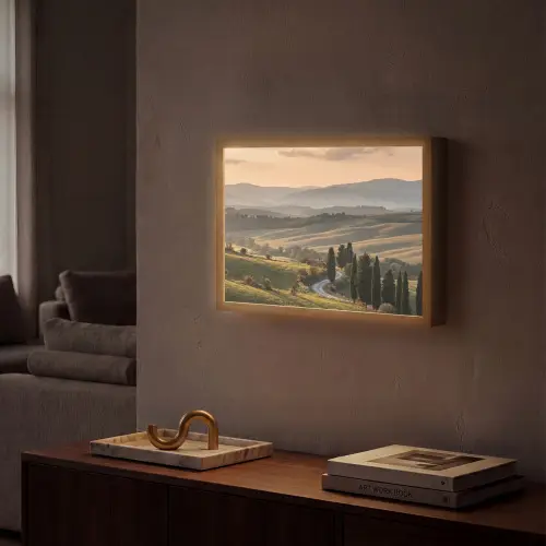 Toscaans - Landschap - Heuvels Light Box met batterij (Wandlamp) middel -sfeer1