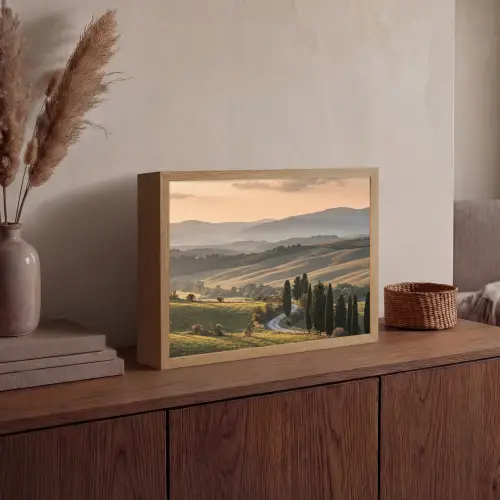 Toscaans - Landschap - Heuvels Light Box met batterij (Wandlamp) middel -sfeer2