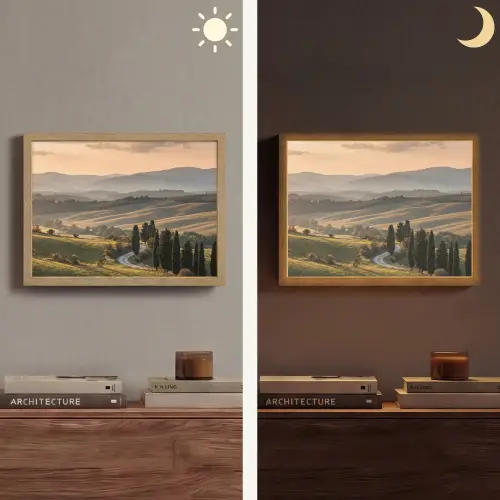 Toscaans - Landschap - Heuvels Light Box met batterij (Wandlamp) middel -sfeer3