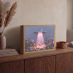 Ufo - Rozen - Pastelkleuren Light Box met batterij (Wandlamp) middel -sfeer2