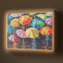 Paraplu's - Schilderij - Kunst - Regenboog Light Box met batterij (Wandlamp) middel -z3d_website