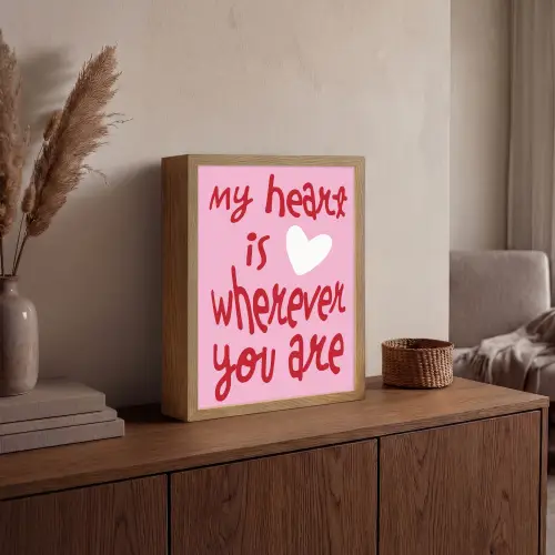 Valentijn - Hart - Liefde - Roze Light Box met batterij (Wandlamp) middel -sfeer2