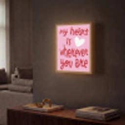 Valentijn - Hart - Liefde - Roze Light Box met batterij (Wandlamp) middel -sfeer1
