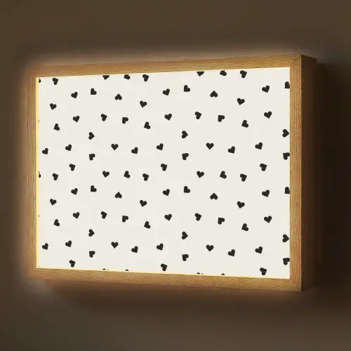 Valentijn - Hart - Wit - Zwart Light Box met batterij (Wandlamp) middel 907 -z3d_website