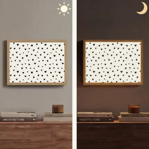 Valentijn - Harten - Zwart - Wit Light Box met batterij (Wandlamp) middel 907 -sfeer3