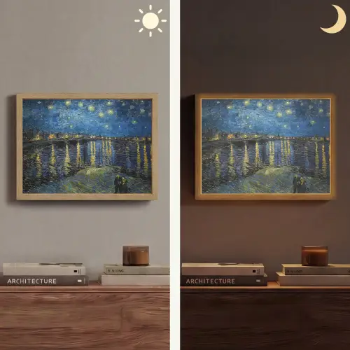 Van Gogh - Brug - Oude meesters Light Box met batterij (Wandlamp) middel -sfeer3