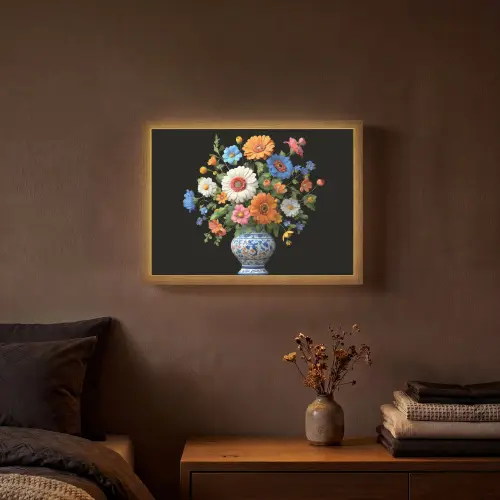 Vaas - Boeket - Bloemen - Kleur Light Box met batterij (Wandlamp) middel -sfeer4