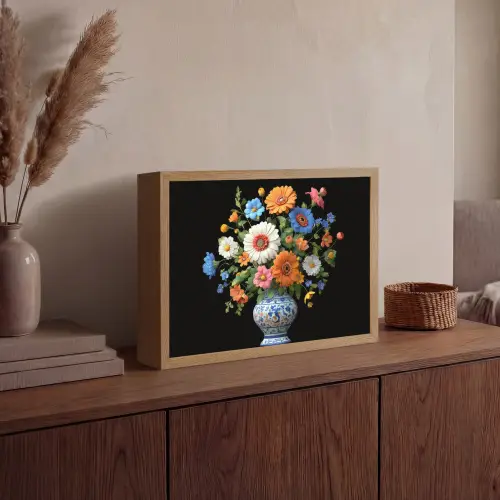 Vaas - Boeket - Bloemen - Kleur Light Box met batterij (Wandlamp) middel -sfeer2