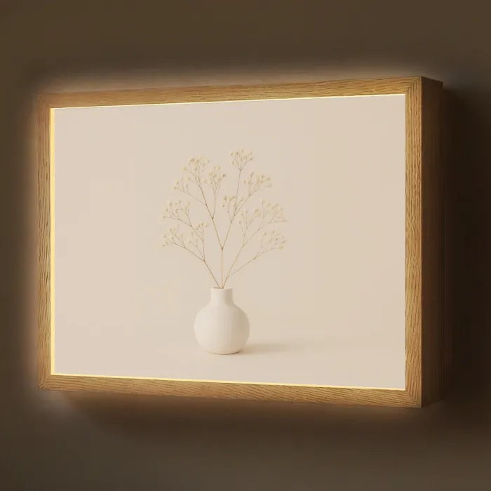 Vaas - Takken - Bloemetjes - Wit Light Box met batterij (Wandlamp) middel -z3d_website